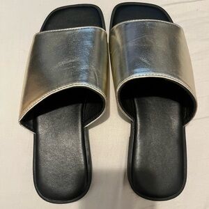 Silver flat sandals